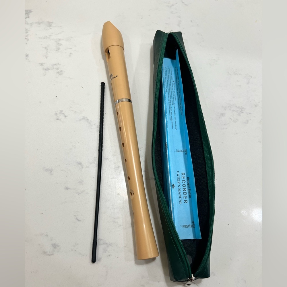 Soprano Tan Recorder with Green Case